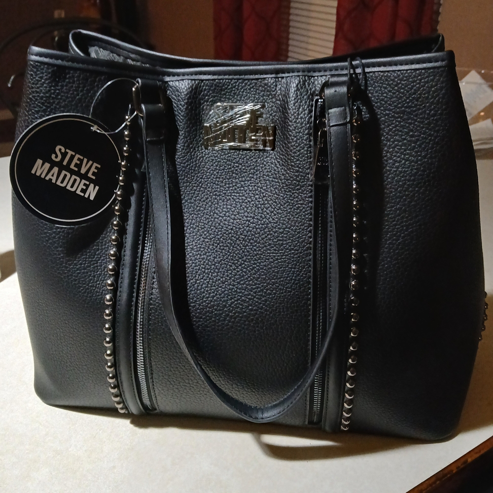 Steve Madden Black Tote with Silver Studs